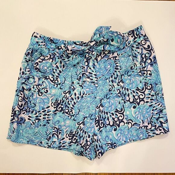 Lilly Pulitzer Mylee Tie-Front Printed Shorts Blue Size 4 - Picture 4 of 6